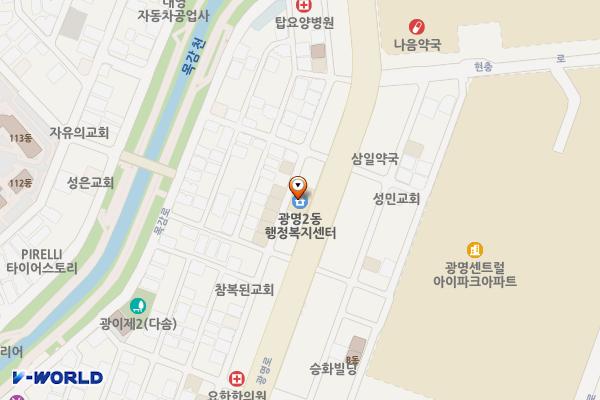 광명2동 행정복지센터 위치 지도 — 경기도 광명시 광명로 947