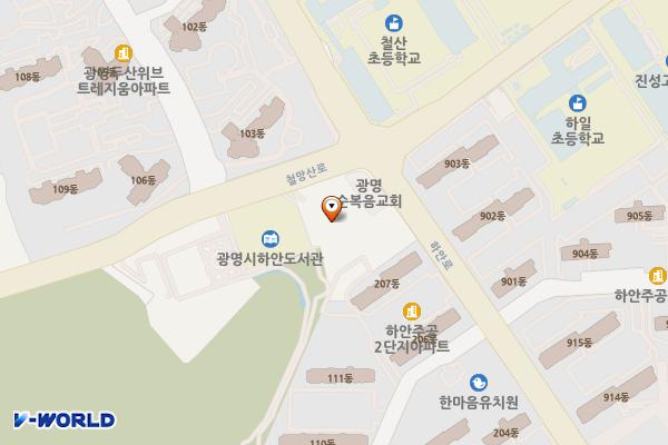 철망산근린공원(장미배드민턴장) 위치 지도 — 경기도 광명시 철망산로 48