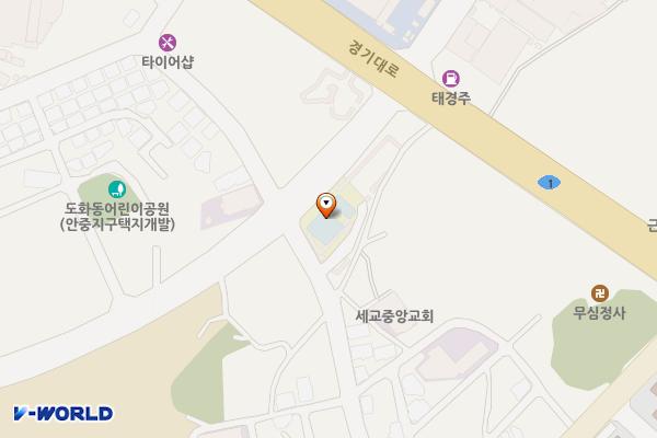 세교도서관(1층 로비) 위치 지도 — 경기도 평택시 은실고가길 180