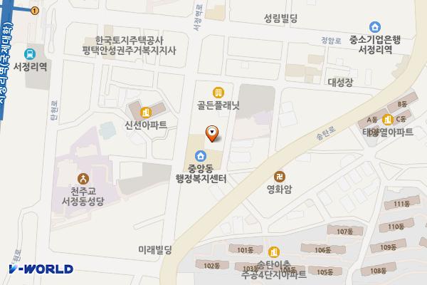 중앙동 행정복지센터 4층 위치 지도 — 경기도 평택시 서정역로 16