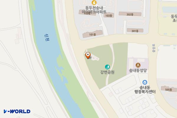 강변근린공원 화장실 위치 지도 — 경기도 동두천시 강변로 156