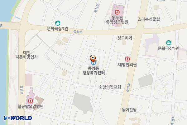 중앙동행정복지센터 화장실(2F) 위치 지도 — 경기도 동두천시 생연로 172