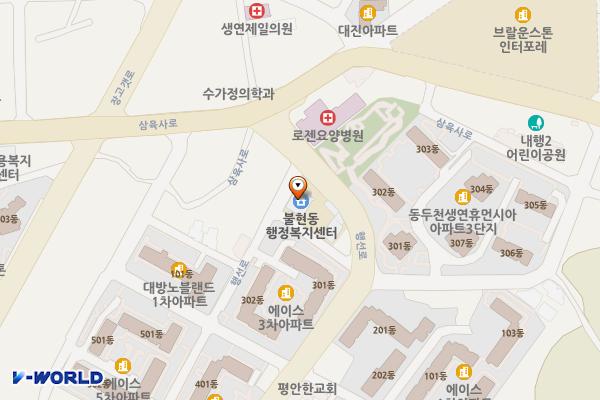 불현동 행정복지센터 화장실(1F) 위치 지도 — 경기도 동두천시 행선로 123