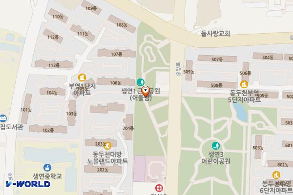 어울림근린공원 화장실 위치 지도 — 경기도 동두천시 중앙로 183