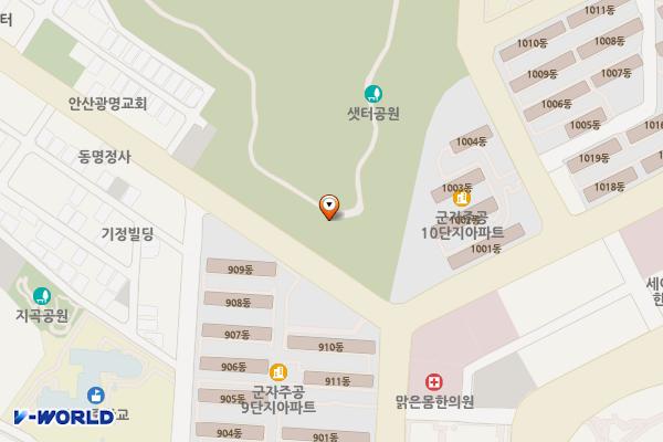 샛터공원(추가) 화장실 위치 지도 — 경기도 안산시 단원구 선부동 산119-2