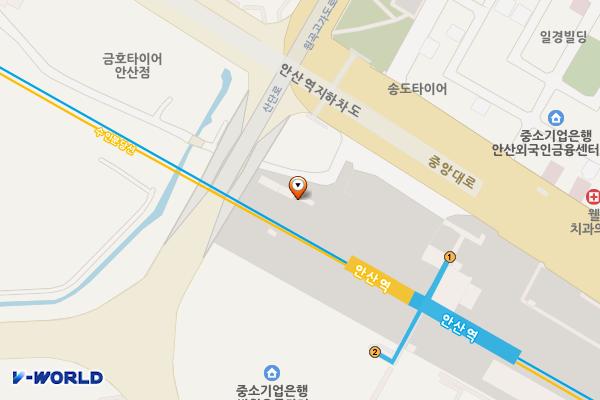 안산역 위치 지도 — 경기도 안산시 단원구 중앙대로 462