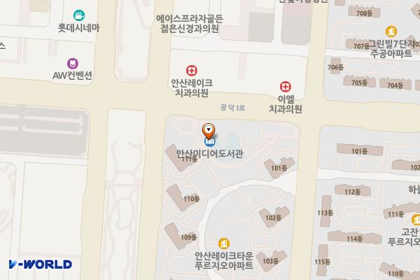 안산미디어도서관 화장실 위치 지도 — 경기도 안산시 단원구 광덕1로 198