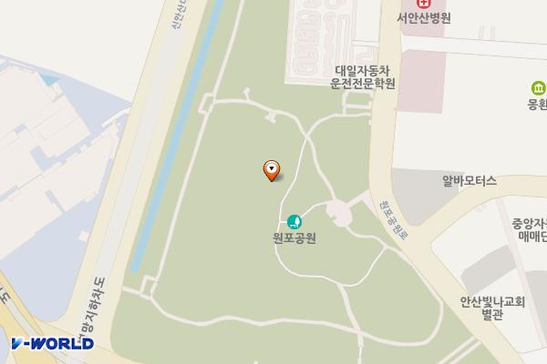 원포공원 화장실 위치 지도 — 경기도 안산시 단원구 초지동 746