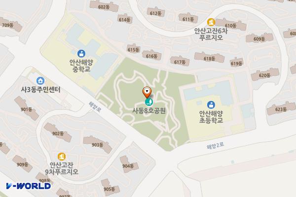 사동 8호공원 화장실 위치 지도 — 경기도 안산시 상록구 사동 1512-2