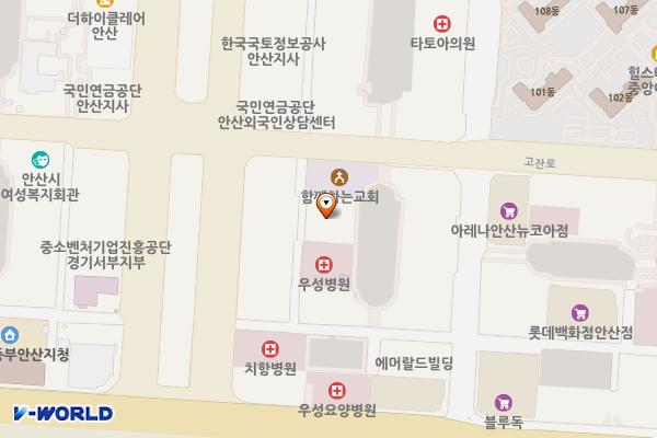 오션빌딩 위치 지도 — 경기도 안산시 단원구 고잔로 58-6