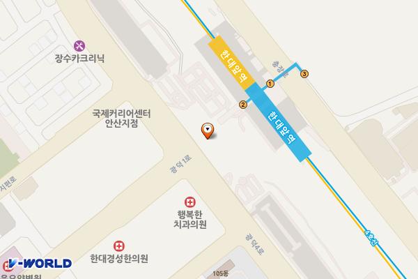 한대앞역 광장 화장실 1 위치 지도 — 경기도 안산시 상록구 이동 622-10