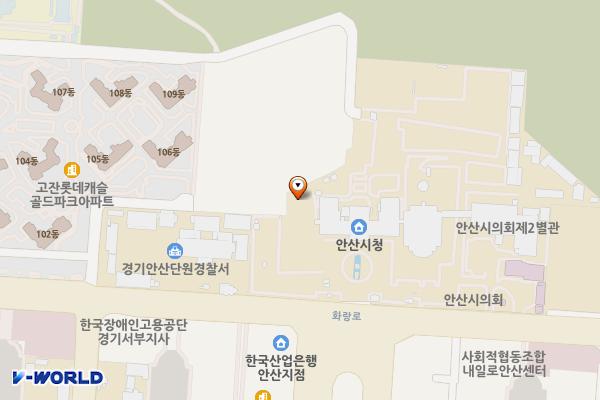 안산시의회 1층 화장실 위치 지도 — 경기도 안산시 단원구 화랑로 387