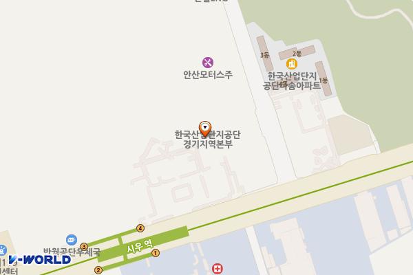 한국산업단지공단 경기지역본부 1층 화장실 위치 지도 — 경기도 안산시 단원구 동산로 57