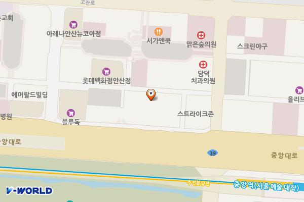 중앙상가 위치 지도 — 경기도 안산시 단원구 고잔2길 38