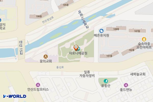 마로니에공원 화장실 위치 지도 — 경기도 안산시 상록구 용신로 143