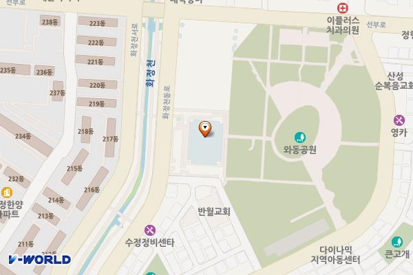 와동체육관 화장실 위치 지도 — 경기도 안산시 단원구 화정천동로 396