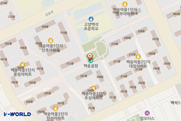 백송공원 화장실 위치 지도 — 경기도 고양시 일산동구 강송로 120-3,