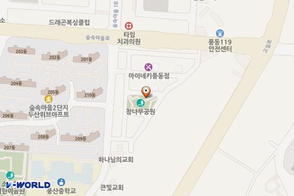 참나무공원 화장실 위치 지도 — 경기도 고양시 일산동구 숲속마을1로48번길 47-8,
