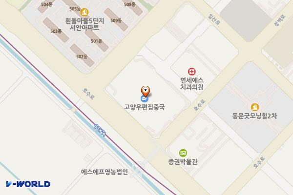 고양우편집중국 위치 지도 — 경기도 고양시 일산동구 호수로 366  (백석동),