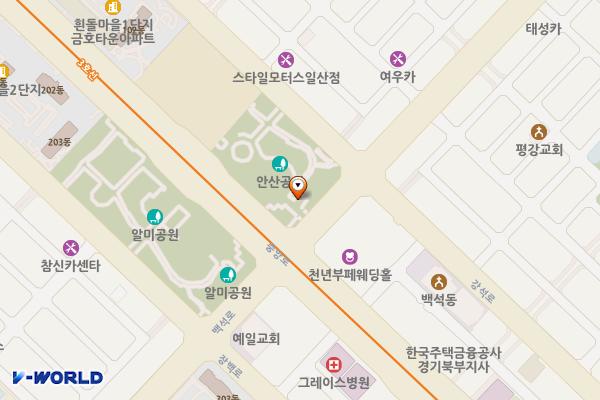 안산공원 화장실 위치 지도 — 경기도 고양시 일산동구 백석로 57-2,