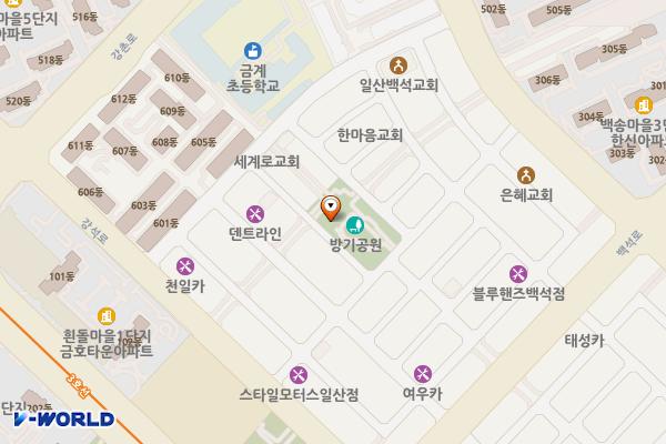 방기공원 화장실 위치 지도 — 경기도 고양시 일산동구 강송로 113번길 36-12,