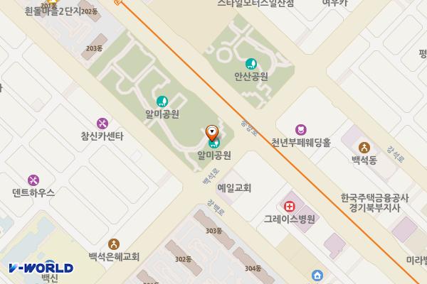 알미공원 화장실 위치 지도 — 경기도 고양시 일산동구 중앙로 1087-2,