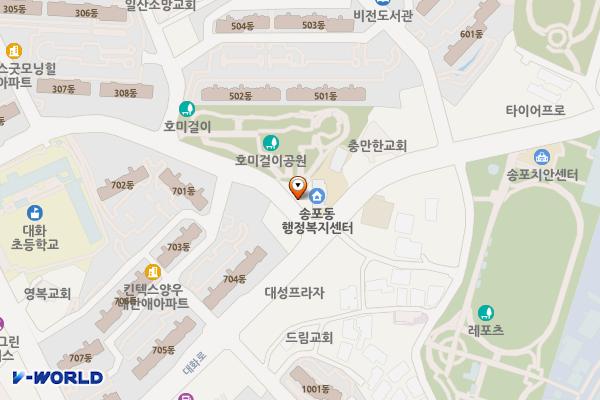 호미걸이공원(송포청소년문화의 집 1층) 위치 지도 — 경기도 고양시 일산서구 대화1로 77,