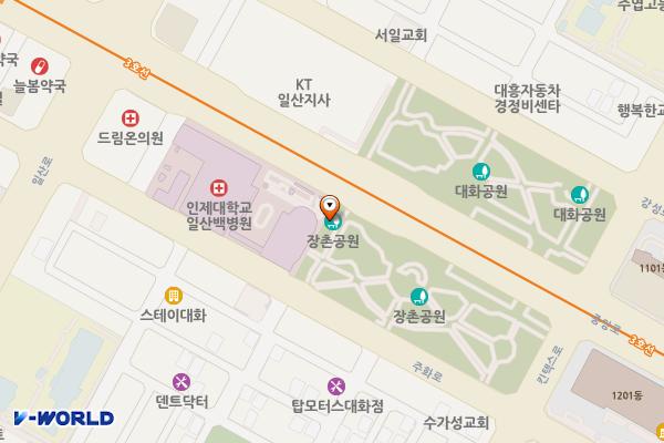 장촌공원 위치 지도 — 경기도 고양시 일산서구 중앙로 1525,