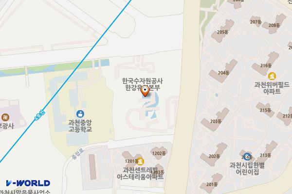 수자원공사수도권통합운영센터 위치 지도 — 경기도 과천시 교육원로 11