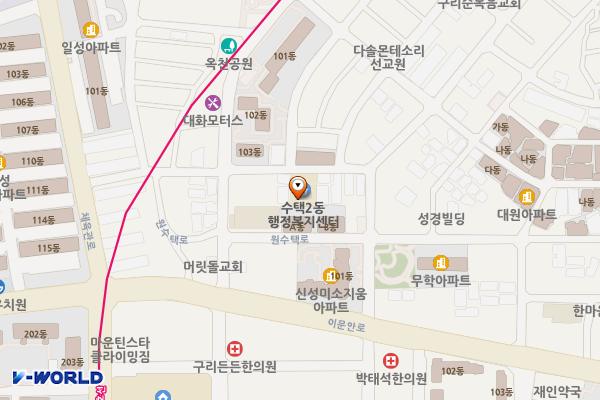 수택2동행정복지센터 위치 지도 — 경기도 구리시 원수택로12번길 16