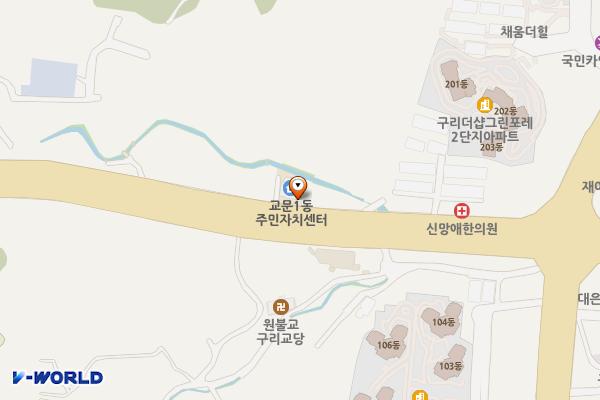 교문1동행정복지센터화장실 위치 지도 — 경기도 구리시 경춘로 111