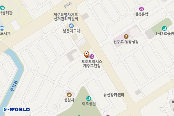 정든로 64, 이도공원길 45 위치 지도 — 제주특별자치도 제주시 정든로 64