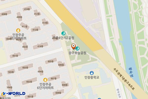 동구하늘공원 위치 지도 — 경기도 구리시 건원대로76번길 127(인창동)