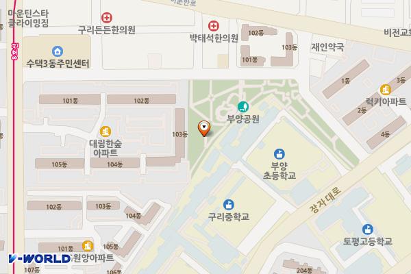 부양공원 위치 지도 — 경기도 구리시 체육관로74번길 62(수택동)