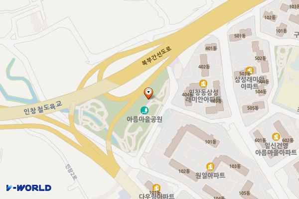 아름마을공원 위치 지도 — 경기도 구리시 동구릉로53번길 147(인창동)