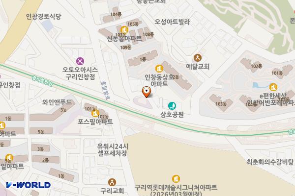 인창동 철도부지 체육공원 화장실(족구장 인근) 위치 지도 — 경기도 구리시 응달말로40번길