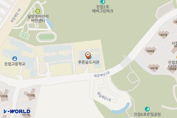 진접푸른숲도서관 지상2층 위치 지도 — 경기도 남양주시 진접읍 해밀예당2로 35