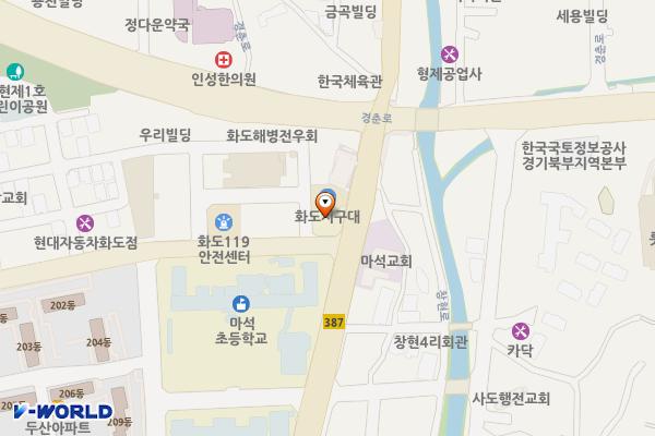 화도도서관 지상6층 위치 지도 — 경기도 남양주시 화도읍 수레로 1260번길 33