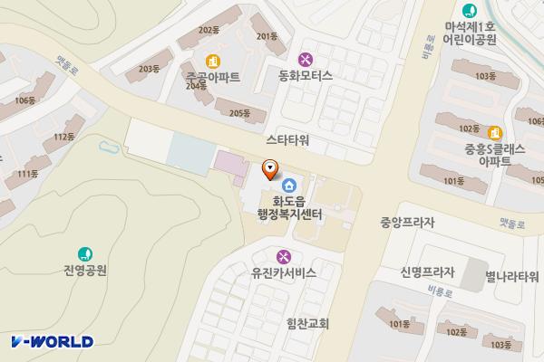 화도수동행정복지센터 3층 위치 지도 — 경기도 남양주시 화도읍 비룡로 59 (마석우리, 화도수동행정복지센터)