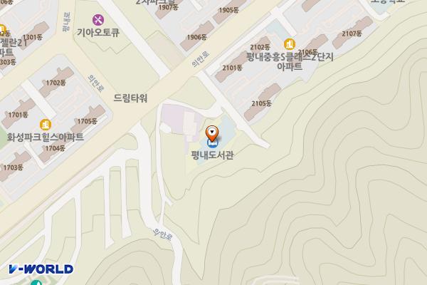 평내도서관 지상4층 위치 지도 — 경기도 남양주시 평내동 의안로 134