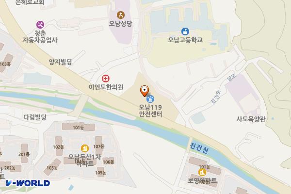 오남119안전센터 청사 1층 위치 지도 — 경기도 남양주시 오남읍 진건오남로 772 (오남리, 오남 소방파출소)