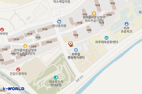 와부조안행정복지센터 위치 지도 — 경기도 남양주시 와부읍 월문천로 35 (덕소리, 와부조안행정복지센터)