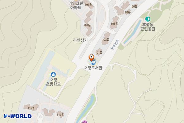 호평도서관 지상2층 위치 지도 — 경기도 남양주시 천마산로 67