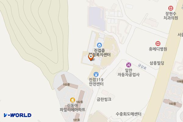 진접읍주민자치센터 3층 위치 지도 — 경기도 남양주시 진접읍 금강로 1509-23 (장현리)