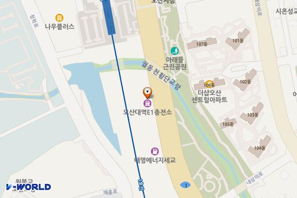 오산대역충전소 위치 지도 — 경기도 오산시  경기대로 497
