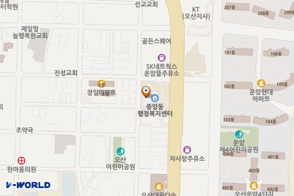중앙동행정복지센터 화장실 위치 지도 — 경기도 오산시 경기대로 307