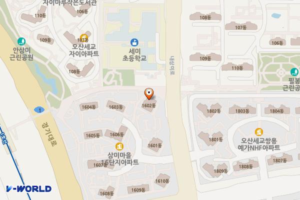 필봉공원 위치 지도 — 경기도 오산시 내삼미로 142