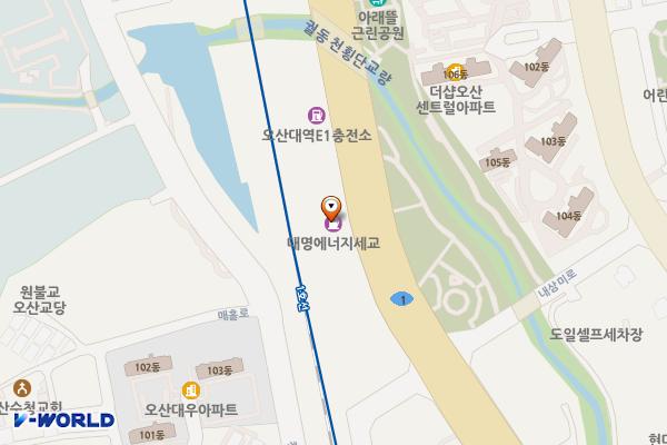 대명에너지(세교) 주유소 위치 지도 — 경기도 오산시  경기대로 491