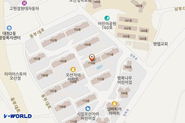 청호제2어린이공원 위치 지도 — 경기도 오산시 동부대로 332-14 (청호동, 오산자이아파트)