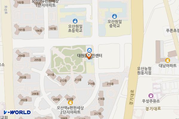 햇살마루도서관 화장실 위치 지도 — 경기도 오산시 오산로 132번길 28-6